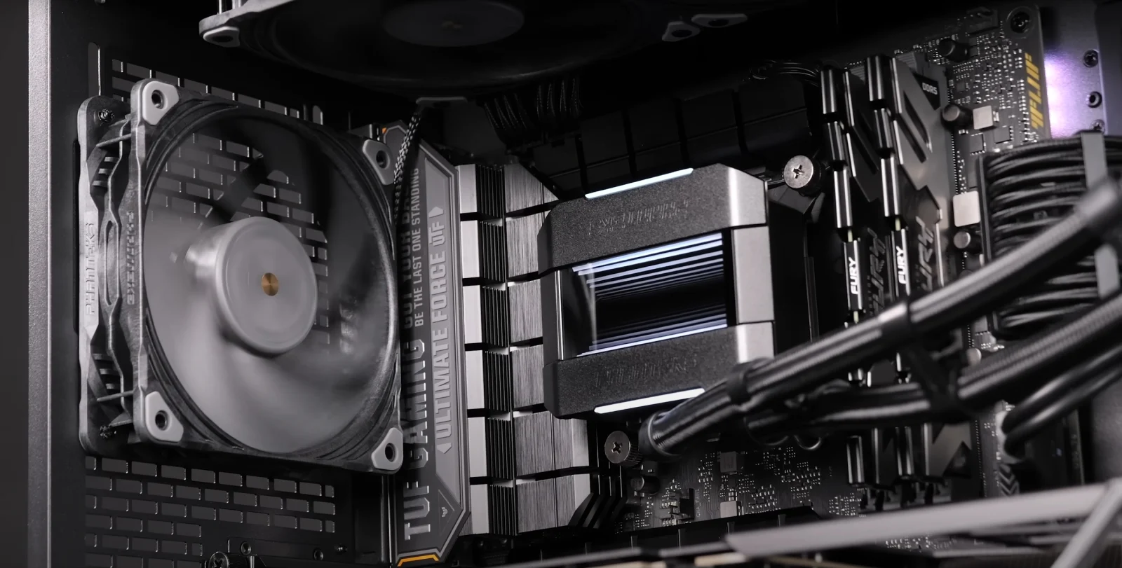 Original color photograph of the Black Hawk liquid cooler, hoses and rear fan