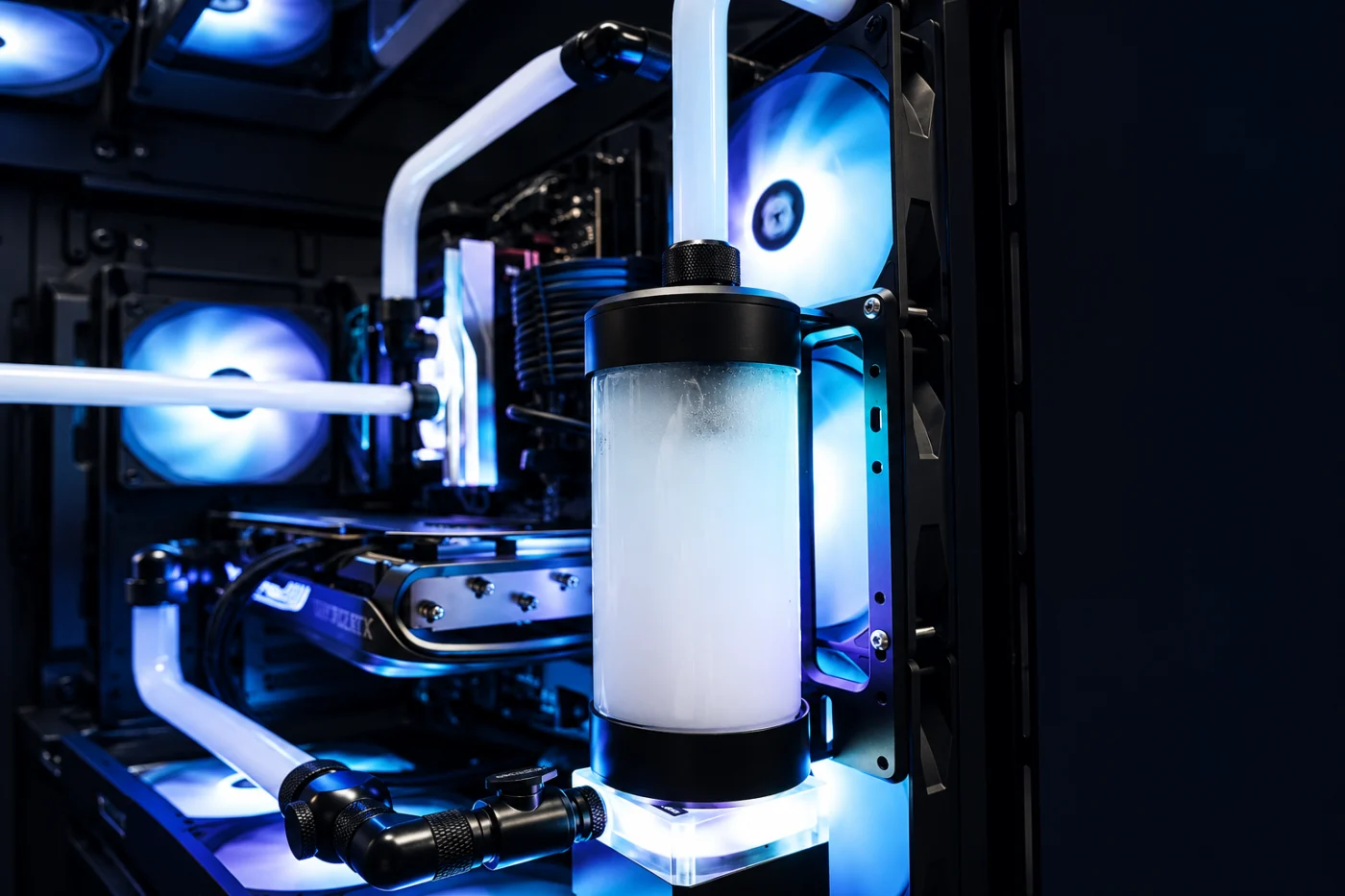 Destroyer liquid-cooling reservoir, pump and fittings