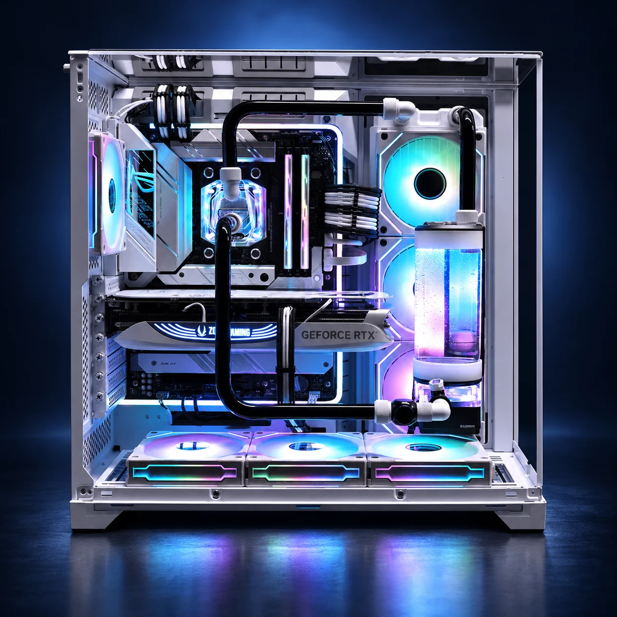 White Lian Li custom liquid-cooled build